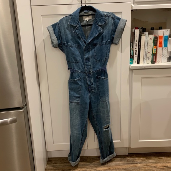 Clad and Cloth Sandy Distressed Denim Jumpsuit - Picture 7 of 8